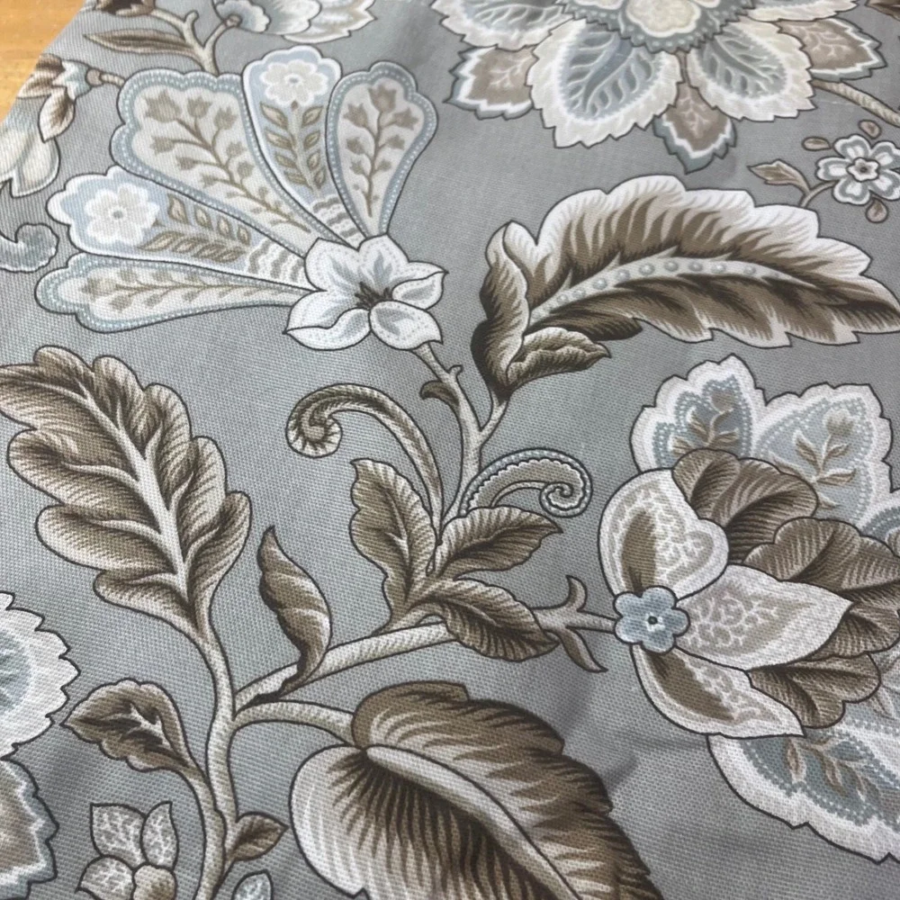Floral Scalloped Valance Grey Taupe Cotton Blend 70x19 Window Curtain